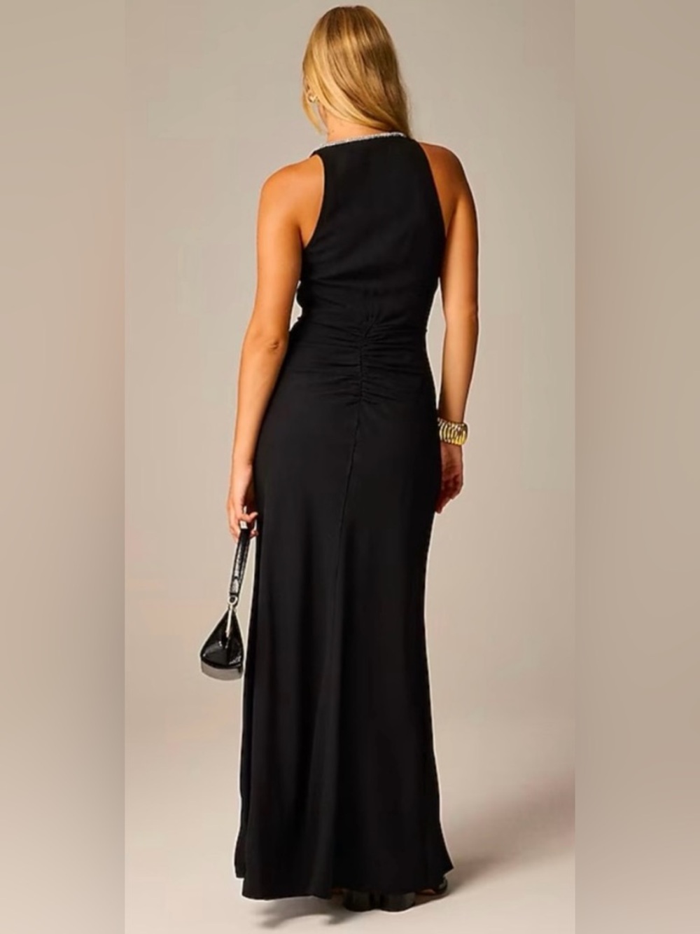J.Crew Collection Full-length embellished ruched dress in black - Picture 5 of 9